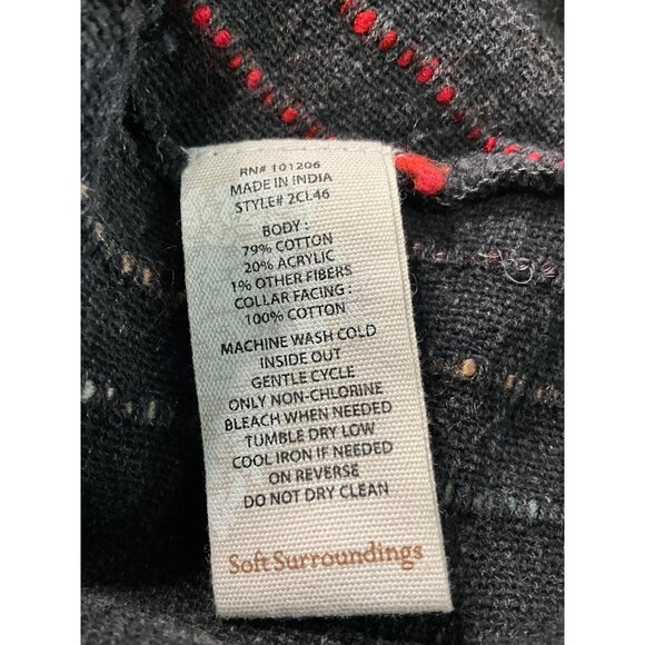 Soft Surroundings Women's Multicolor Distressed Zip-Up Jacket Pockets Large Cott - Picture 2 of 8